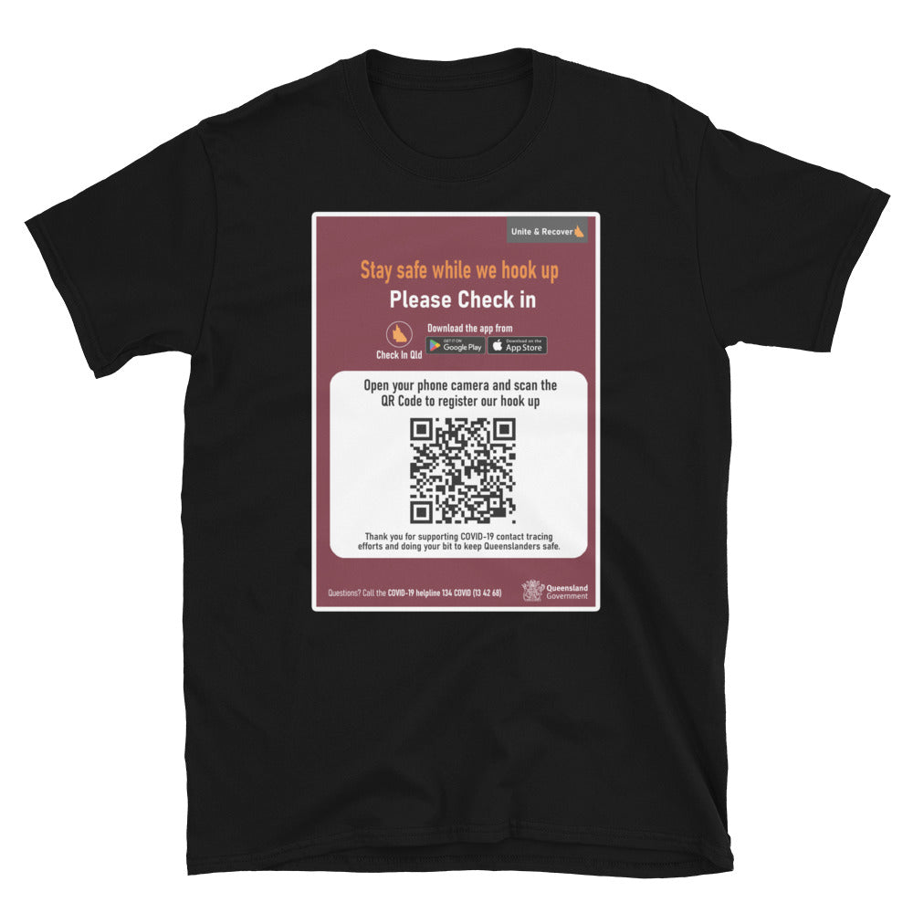 Qld COVID Hook Up Check In Shirt